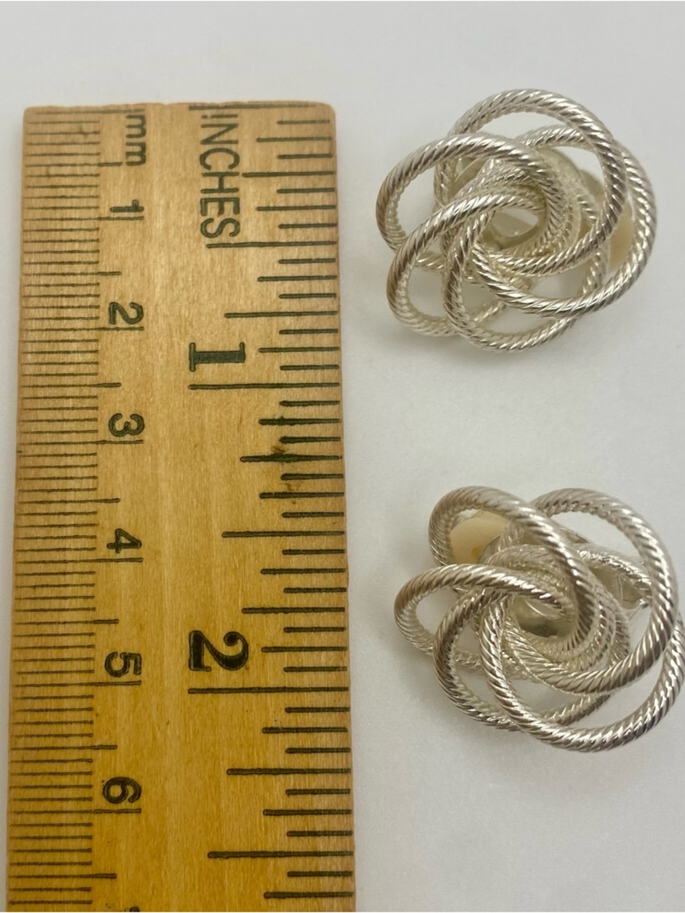 NOS Vintage Anne Klein Silver Tone Twisted Rope Knot Clip-On Earrings - Picture 4 of 5